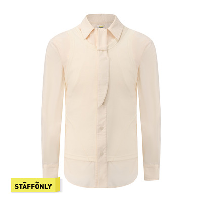 STAFFONLY 米色叠穿刀锋衬衫宽松休闲男女款衬衣上衣26春夏新品