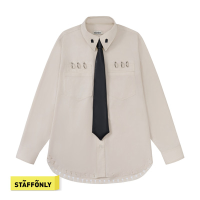 STAFFONLY 驼色活页本替换领带衬衫潮流宽松情侣衬衣26春夏新品