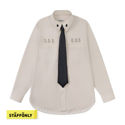 STAFFONLY 驼色活页本替换领带衬衫潮流宽松情侣衬衣26春夏新品