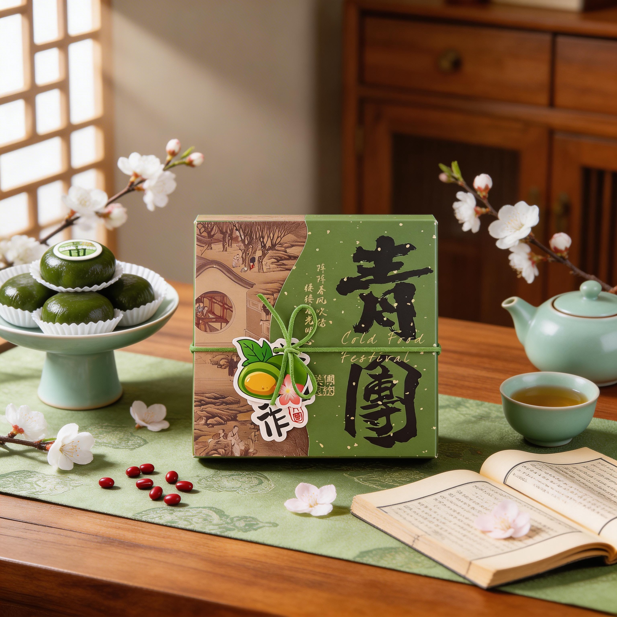 青团包装盒4粒四粒艾草绿色创意手作清明果礼盒点心甜品打包盒子