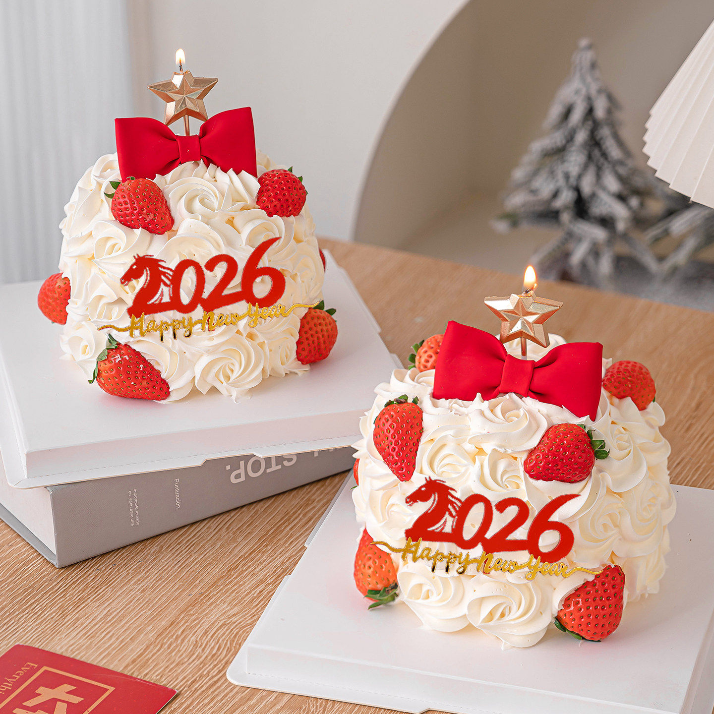 2026happy newyear马年蛋糕装饰亚克力跨年元旦草莓小甜品蝴蝶结,节庆用品/礼品,节日装扮用品,淘宝优惠券,粉丝福利购,淘宝优惠卷