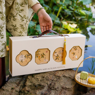 2025新款创意中式花窗月饼礼盒复古冰皮蛋黄酥手提包装盒定制logo