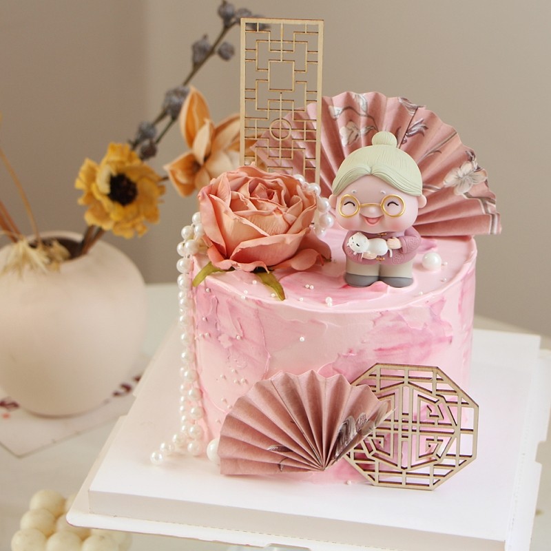 烘焙中式爷爷奶奶蛋糕装饰摆件国风纸扇插牌老人生日祝寿宴会插件,节庆用品/礼品,节日装扮用品,淘宝优惠券,粉丝福利购,淘宝优惠卷