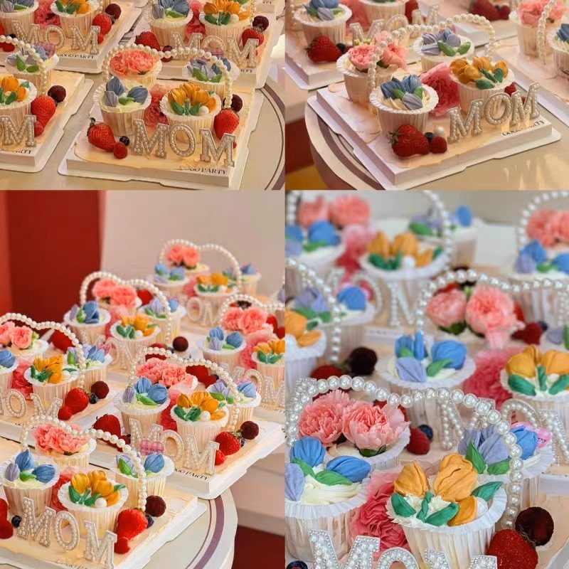 母亲节纸杯珍珠爱心蛋糕装饰珍珠