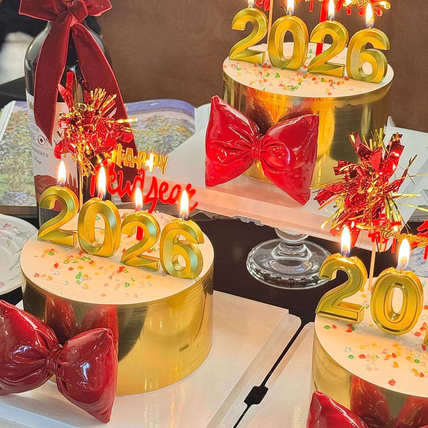 2026新年金色围边蛋糕装饰数字蜡烛新年快乐亚克力元旦跨年装扮,节庆用品/礼品,节日装扮用品,淘宝优惠券,粉丝福利购,淘宝优惠卷