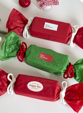 圣诞节红绿色雪梨纸糖果盒内衬纸平安夜甜品礼物礼品包装盒贴纸