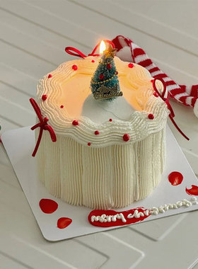 圣诞节快乐圣诞树蛋糕装饰摆件红色蝴蝶结丝带平安夜甜品烘焙插件