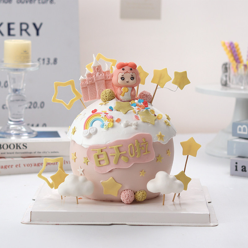 网红卡通女孩宝宝百天周岁生日蛋