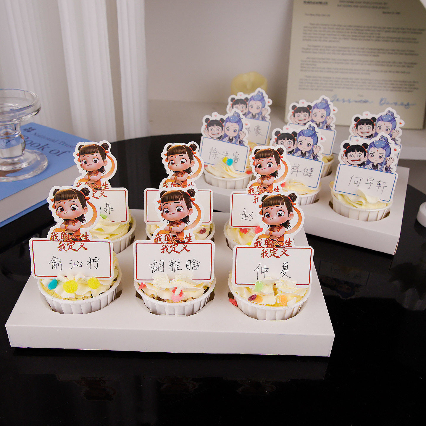 幼儿园毕业纸杯蛋糕装饰写字牌插