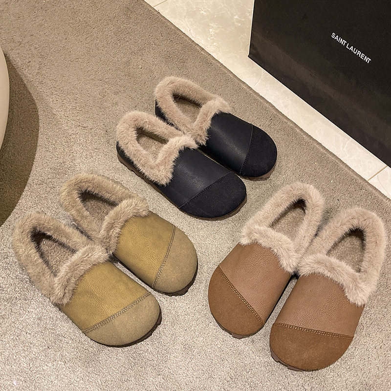 2026韩版加绒豆豆鞋女新款复古秋冬季加绒保暖休闲软底毛毛棉单鞋,女鞋,时尚雪地靴,淘宝优惠券,粉丝福利购,淘宝优惠卷