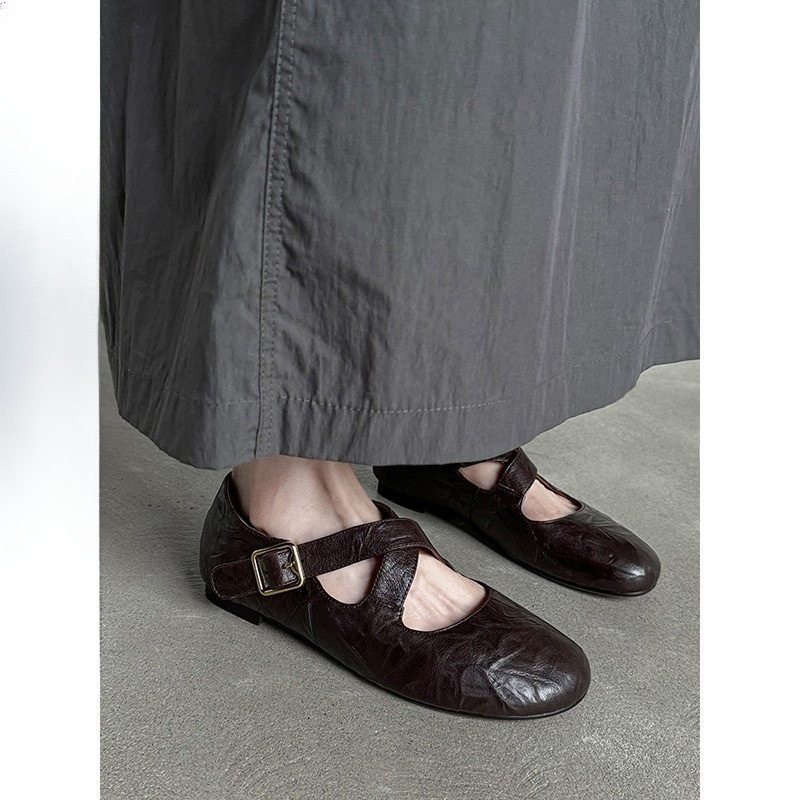 2026平底圆头新款复古带玛丽珍鞋女秋交叉芭蕾舞鞋子浅口单鞋褶皱,女鞋,时尚芭蕾鞋,淘宝优惠券,粉丝福利购,淘宝优惠卷