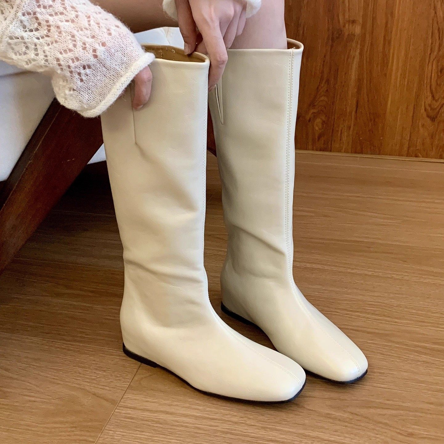 2026内增高复古美拉德长筒骑士靴女秋季新款单靴瘦瘦靴直筒时装靴,女鞋,骑士靴,淘宝优惠券,粉丝福利购,淘宝优惠卷