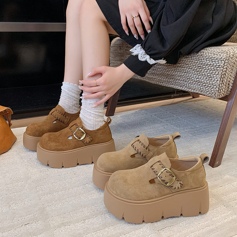 2026厚底全包勃肯鞋女秋季新款复古大头磨砂皮一脚蹬乐福鞋单鞋女,女鞋,勃肯鞋/软木鞋,淘宝优惠券,粉丝福利购,淘宝优惠卷