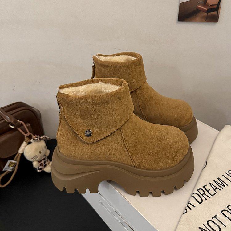 2026小个子厚底博肯女秋冬新款百搭松糕舒适加绒保暖棕色雪地靴女,女鞋,时尚雪地靴,淘宝优惠券,粉丝福利购,淘宝优惠卷