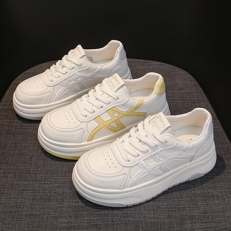 2026真皮网面透气增高小白鞋女夏季新款厚底休闲百搭松糕运动板鞋,女鞋,休闲板鞋,淘宝优惠券,粉丝福利购,淘宝优惠卷