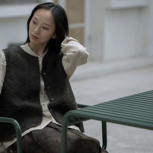 封面是花 100%柞蚕丝 香云纱 圆领马甲背心