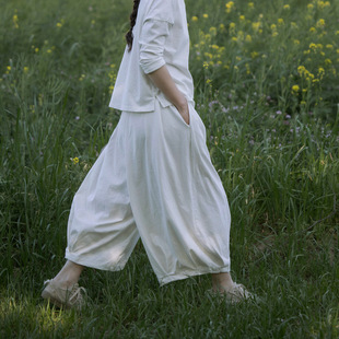 松紧腰系带裙裤 大褶裥 100%棉针织 封面是花