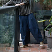 封面是花 中筒萝卜卫裤 针织棉弹 牛仔色洗旧