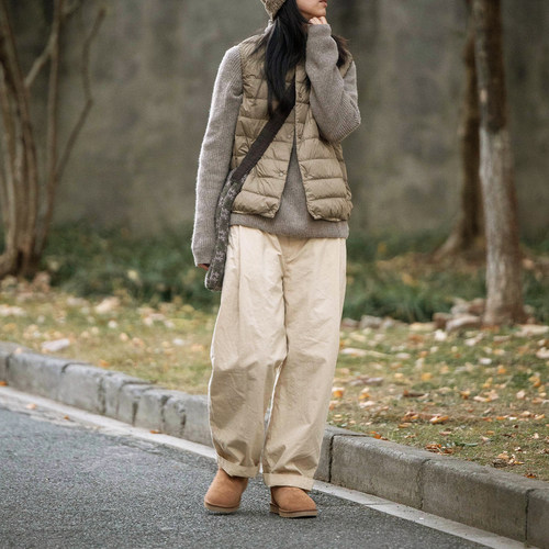 封面是花100%棉高密直筒加绒长裤