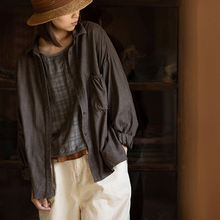 封面是花 进口 桑蚕丝柞蚕丝平纹色织  植物染 上衣