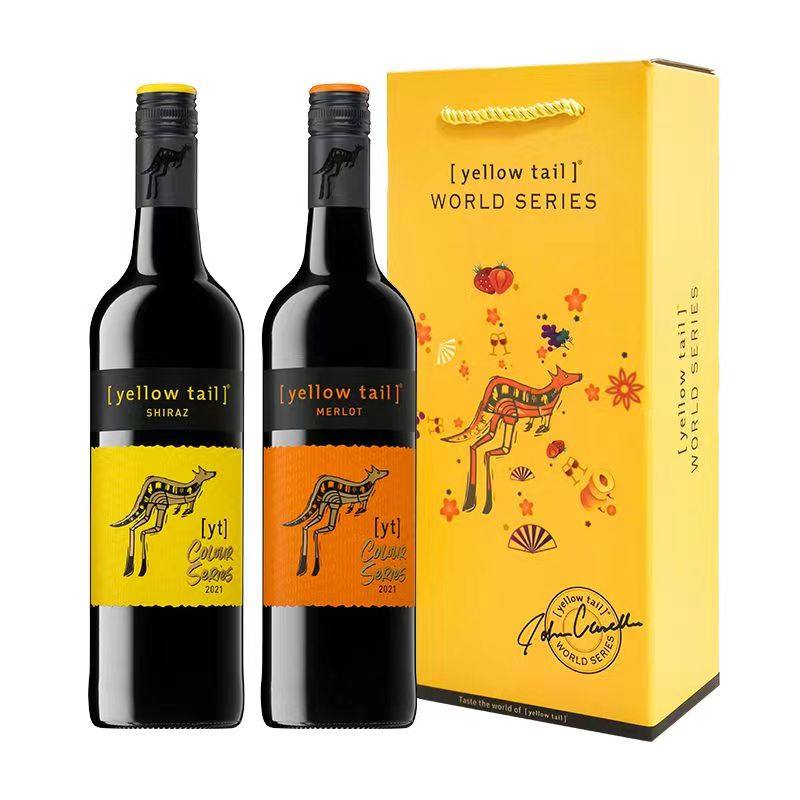 黄尾袋鼠智利缤纷红葡萄酒西拉梅洛加本力苏维翁双支礼盒节日送礼