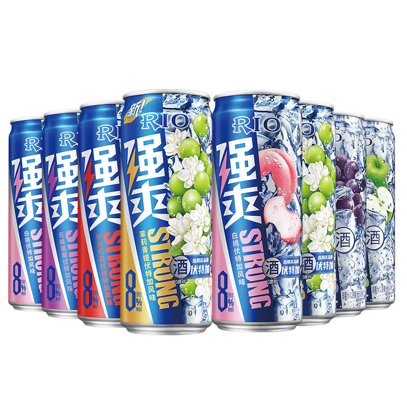Rio锐澳强爽8度330ml*8鸡尾酒茉莉青提葡萄白桃苹果0糖凤梨啤酒