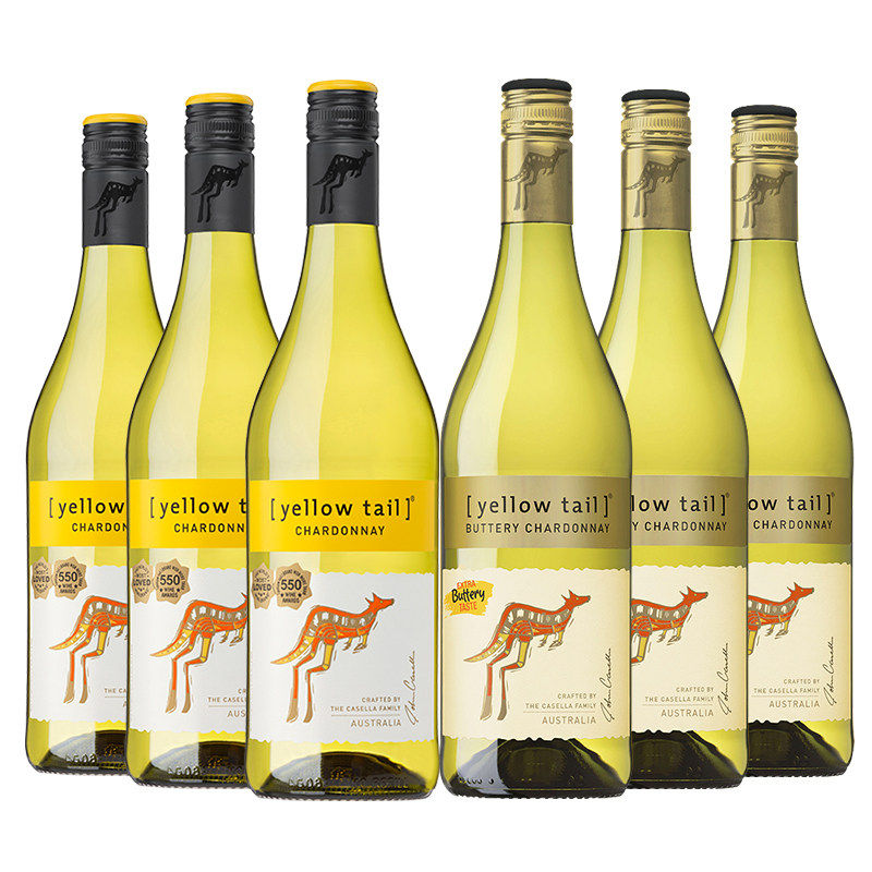 澳洲进口yellow tail黄尾袋鼠长相思霞多丽白葡萄酒巴特利灰皮诺