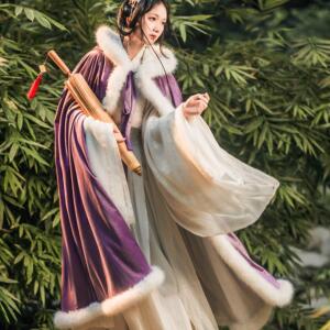 五号工坊原创汉服 画 披风结婚斗篷冬季加厚古风披肩加绒红色国风