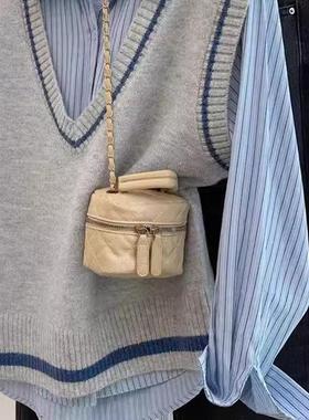 灰色v领韩系针织马甲背心女春秋季新款坎肩毛衣宽松叠穿无袖上衣