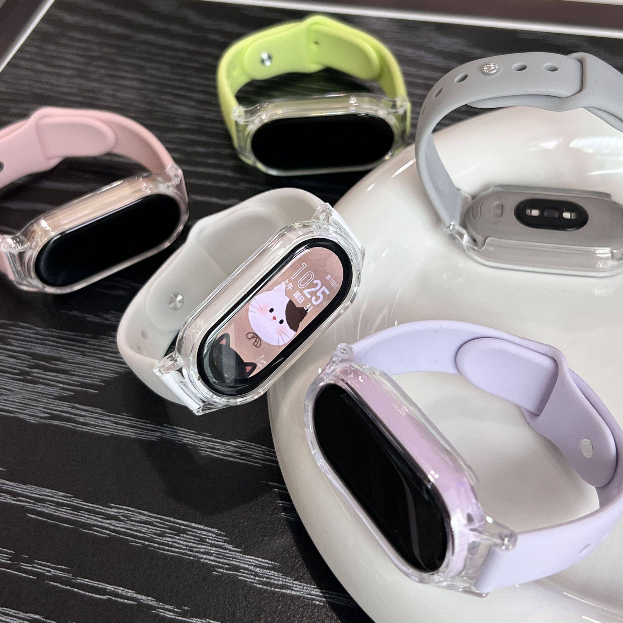 【多巴胺马卡龙】适用小米手环10表带9/8硅胶透明壳876543NFC腕带