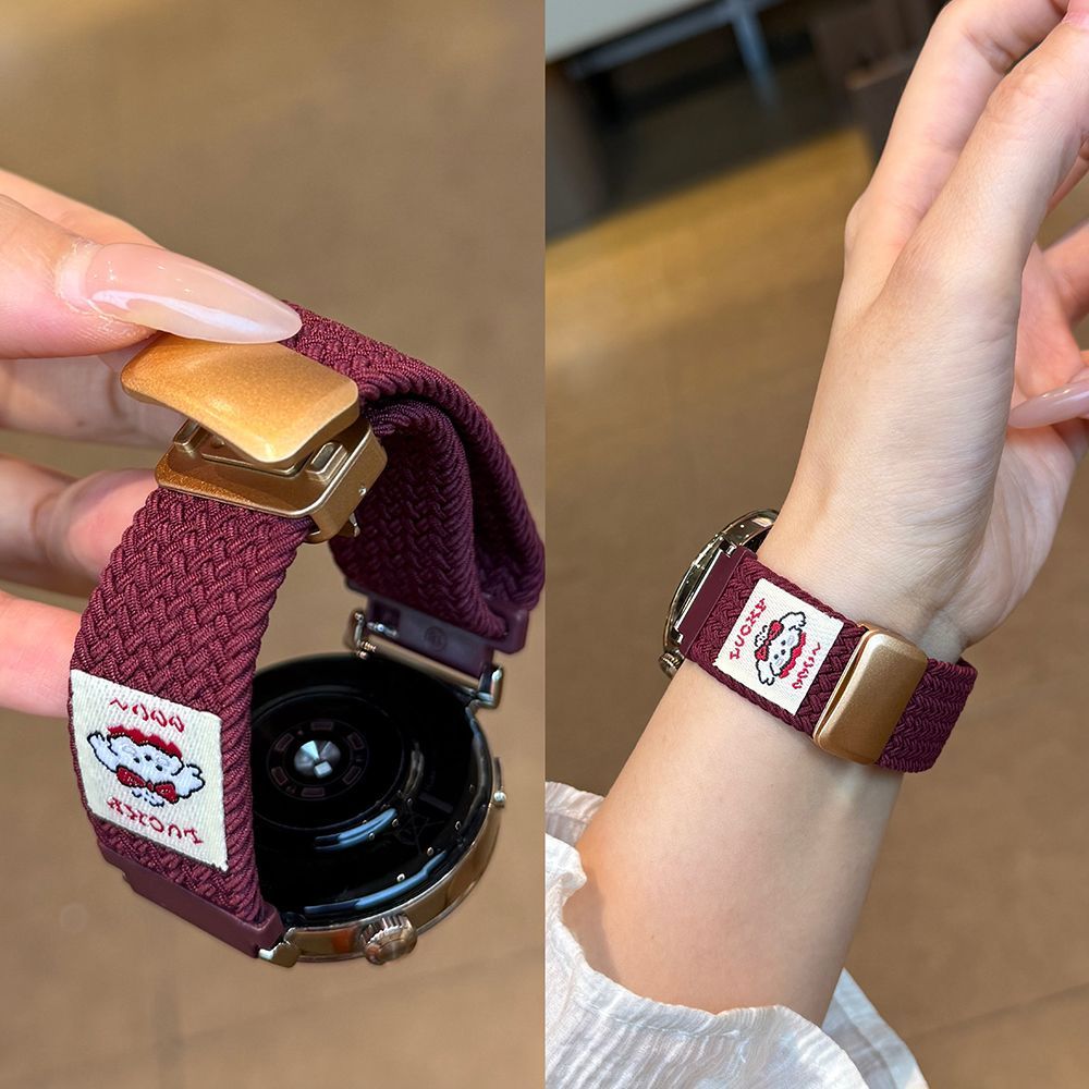 适用vivoWatch5表带iqoowatch3卷毛狗编织新酒红VIVO GT2运动表带