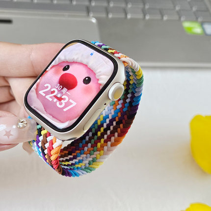 适用苹果手表iwatch表带弹力编织applewatch11/10/9/8/7/6/se单圈