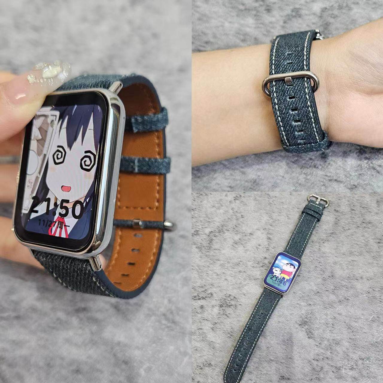 适用荣耀手表X5i表带皮质牛仔表带honorX5i替换手腕带运动荣耀X5i