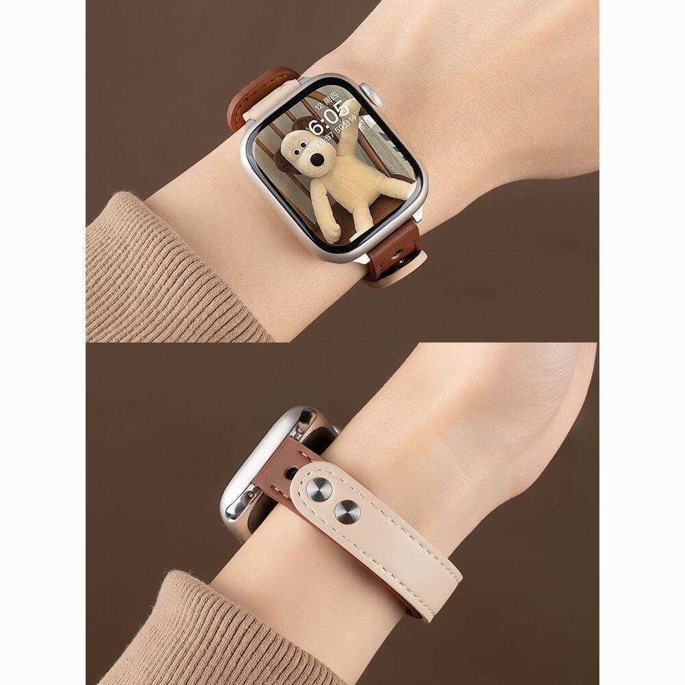 适用新款荣耀手表X5i Haylou Watch X5i表带小蛮腰皮质双钉扣腕带