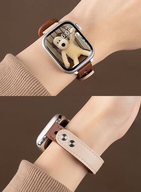 适用新款荣耀手表X5i Haylou Watch X5i表带小蛮腰皮质双钉扣腕带