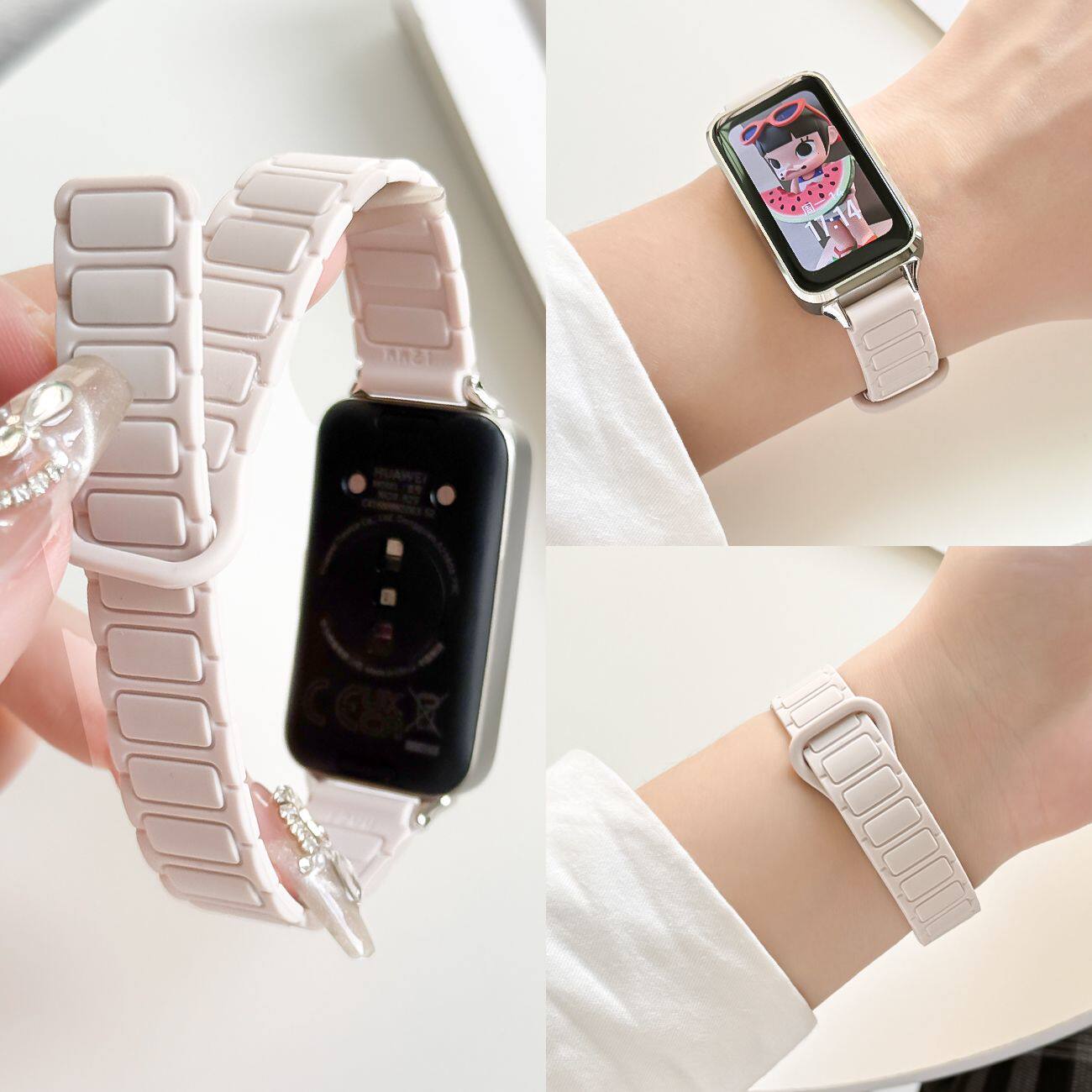 适用华为手环11/10/9表带硅胶磁吸透气款替换带运动band8NFC腕带9