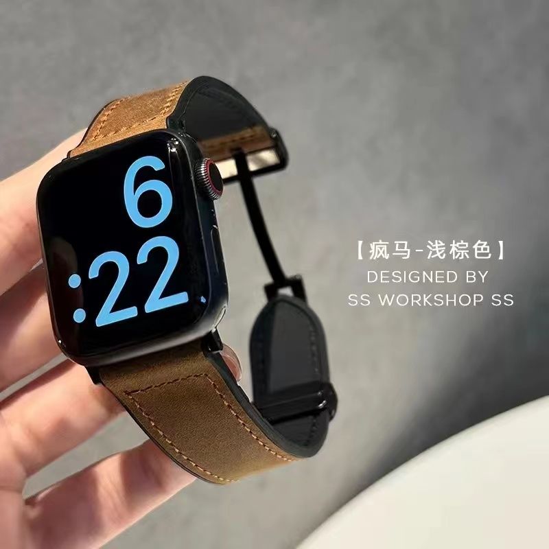 适用红米redmi watch6/5手表watch3/2青春版疯马皮磁吸扣皮质表带