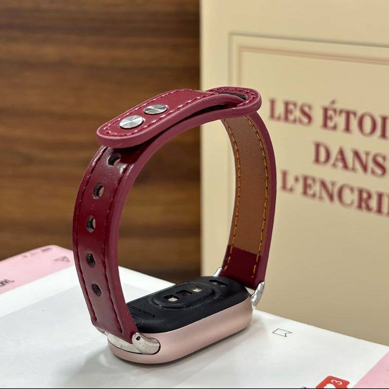 安可拉红适用小米手环10/9/8表带皮质陶瓷版小米8/9pro秋冬手腕带