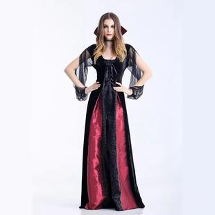 万圣节cosplay成人服装 吸血鬼女巫女王长裙Party舞会制服DS演出服
