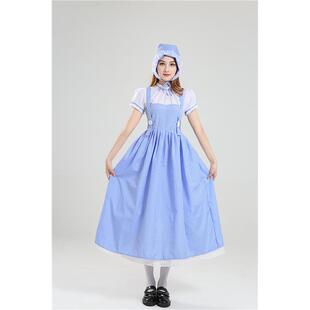 儿童节Cosplay绿野仙踪桃乐丝公主裙服装 格子女仆田园风舞台装