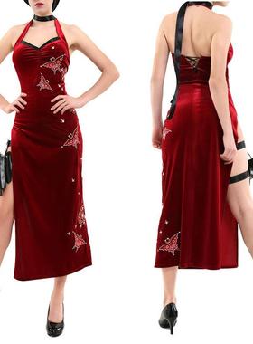 Resident Evi生化危机4艾达王cos服复古红色旗袍cosplay万圣节服