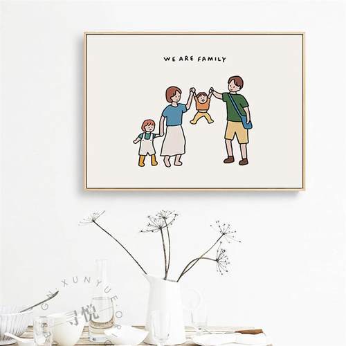 6B76温馨一家人三口四口电表箱装饰画上翻配电箱遮挡挂画ins电闸