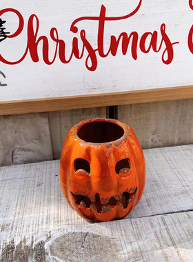 南瓜万圣节干裂做旧美式节日夜灯美式出口外贸南瓜灯西方摆件陶瓷