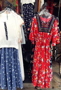 人造棉连衣裙棉绸沙摊裙