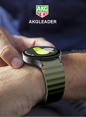 AKGLEADER无缝波浪氟橡胶手表带适用三星watch7/6/5/4 代表带classic亲肤替换带5pro个性40/44/43/47mm腕带