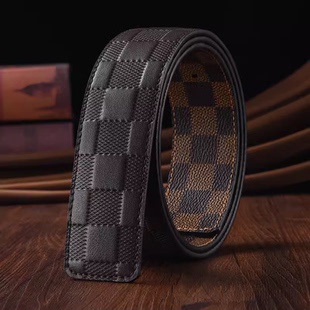 LVOG无扣头腰带男真皮不带头两面打孔lv-r替换带条不带扣皮带身