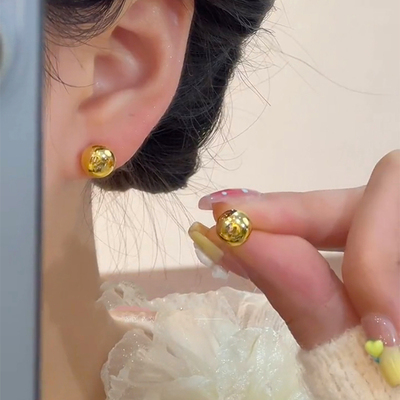 简约百搭通勤金豆豆耳环小众简约