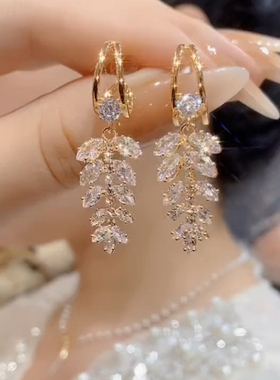 轻奢高级感麦穗流苏耳环女设计感银针耳钉时尚百搭气质显瘦耳饰