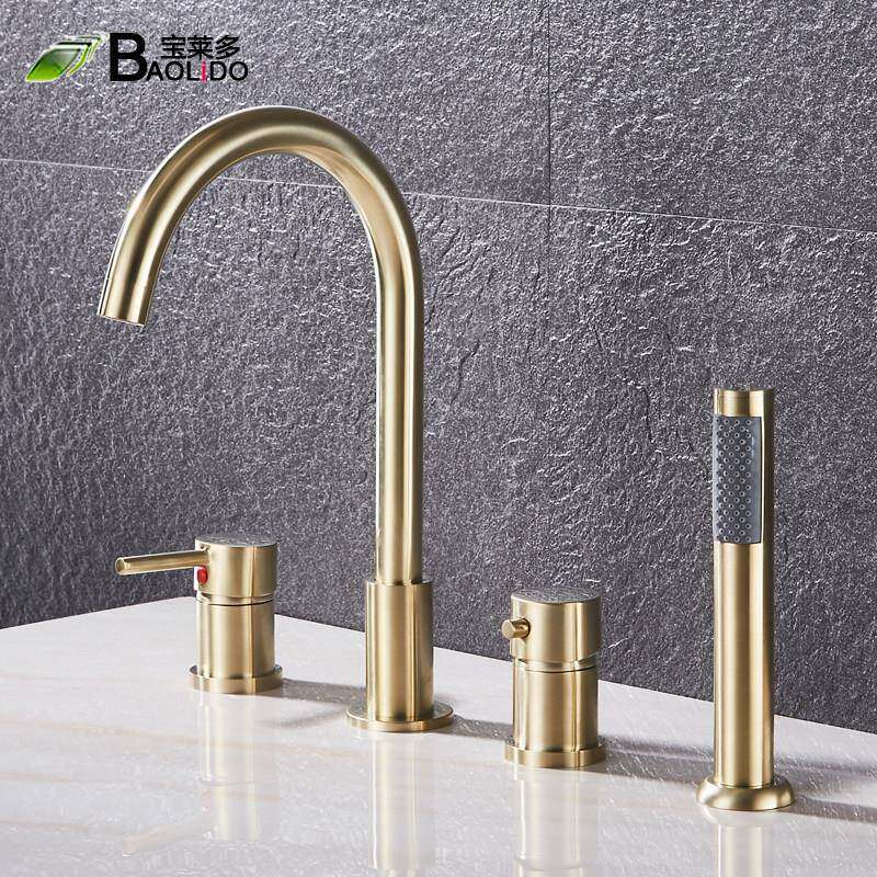 卫生间全铜分体式浴室柜四件套洗脸盆四孔水龙头冷热旋转浴缸龙头