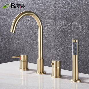 卫生间全铜分体式浴室柜四件套洗脸盆四孔水龙头冷热旋转浴缸龙头